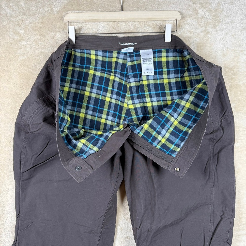 Columbia Mens Omni-Shield Flannel Lined Hiking Pants Brown 44x32 AM8640 - Picture 3 of 10